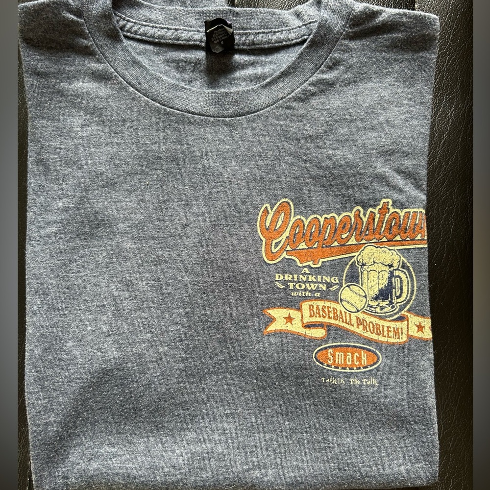 Tultex Cooperstown Gray Short Sleeve Tee with Orange and Yellow Graphic